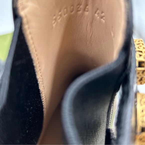 Women’s Gucci, black heel trip embellished Chelsea boots size 42 made in Italy - Picture 7 of 11